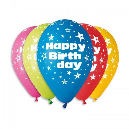 Кольорові надувні кулі Happy Birthday Gemar (10шт) 30см/12
